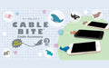 Image shows Cable Bite Cable Accessory Volume 3 product variants. Axolotl, Whale, Whale Shark and Penguin icons surround the logo. The Orca and Otter icons are shown above three cellphones, each with a Cable Bite V3 on its charging cable. Top to bottom: Penguin, Clownfish and Whale