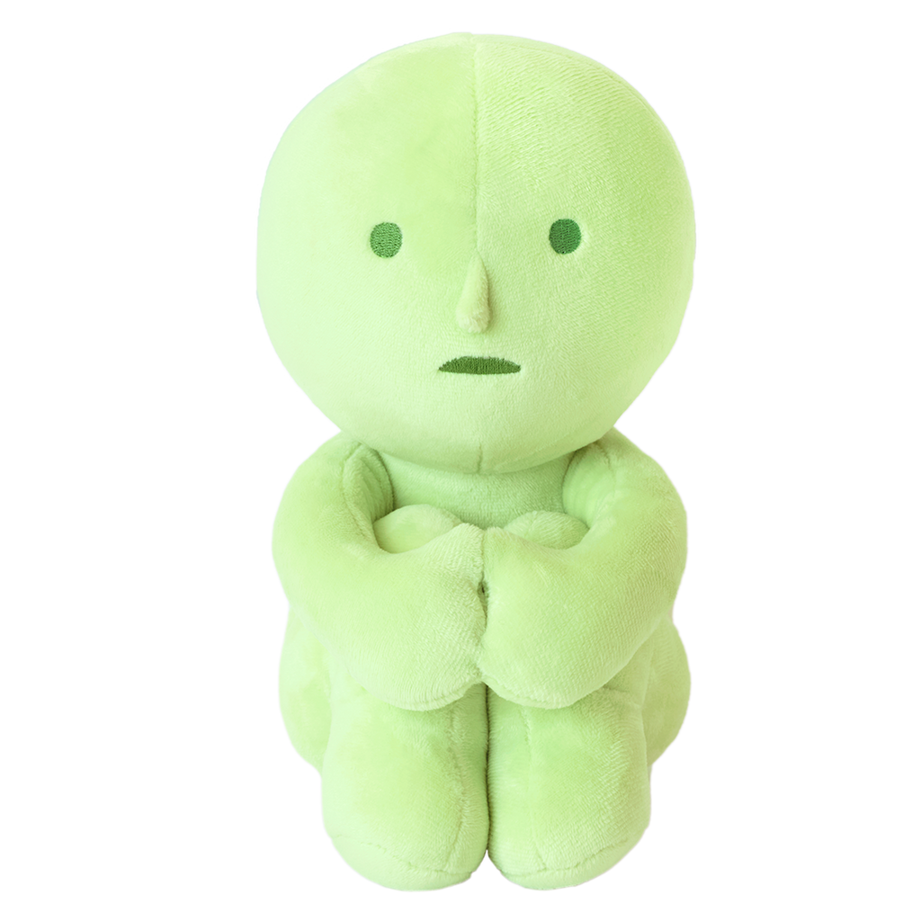 Set on a transparent background, "Hugging Knees" SMISKI sits with knees to chest.