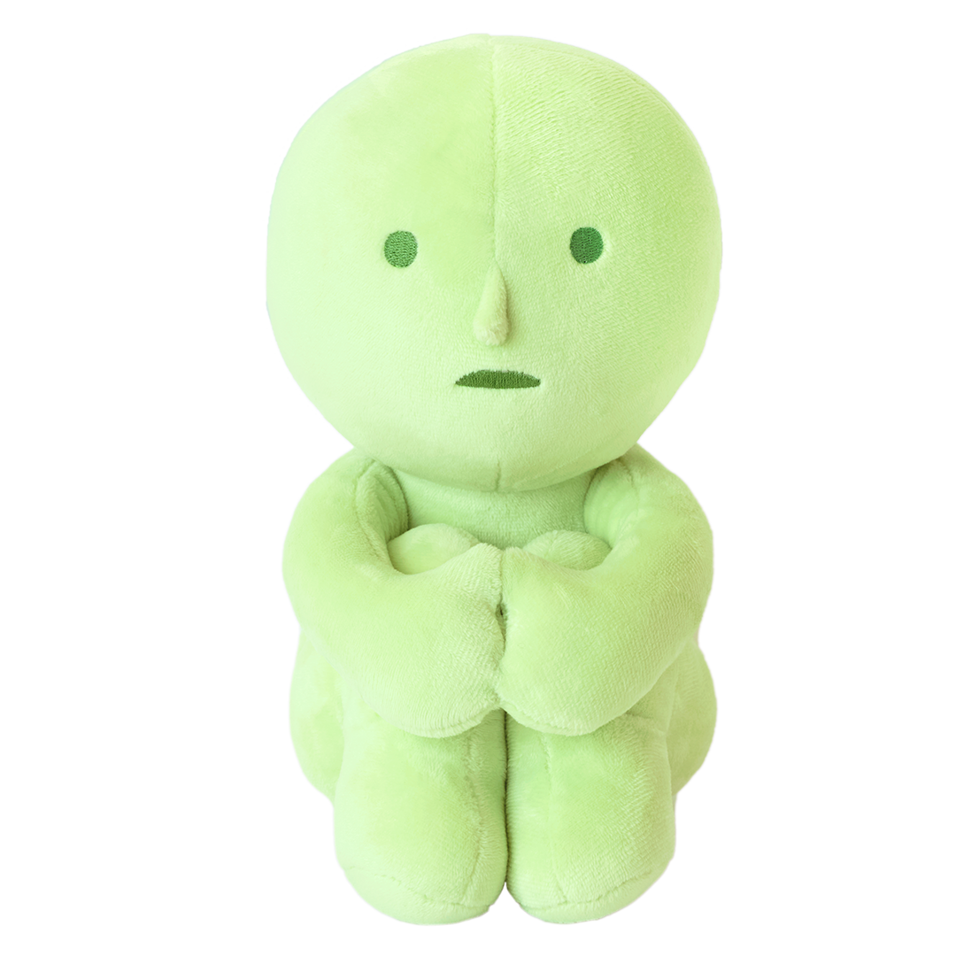 Set on a transparent background, "Hugging Knees" SMISKI sits with knees to chest.