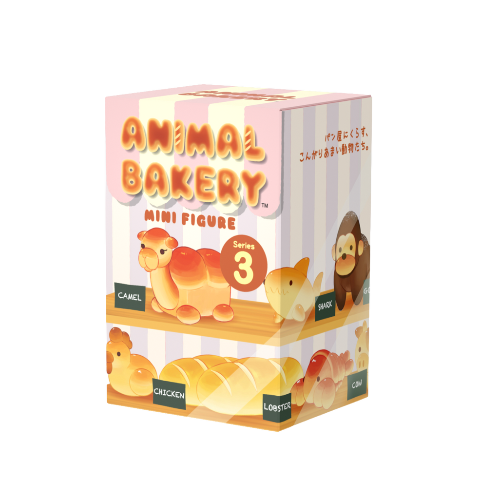 Box of Animal Bakery mini figure with cartoon animals on a white background