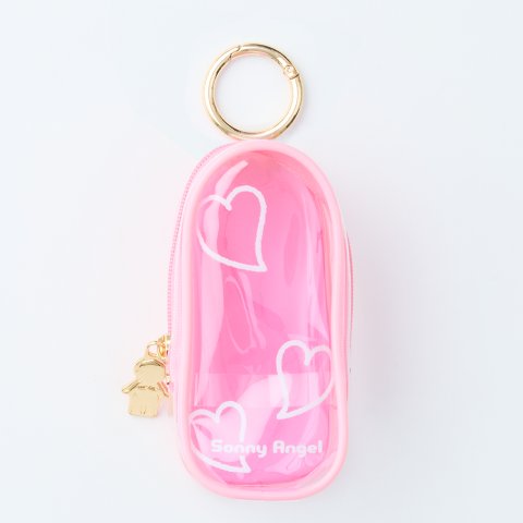 individual product image of sonny angel my bestie case in pink. case is on a white background. case features white heart design.