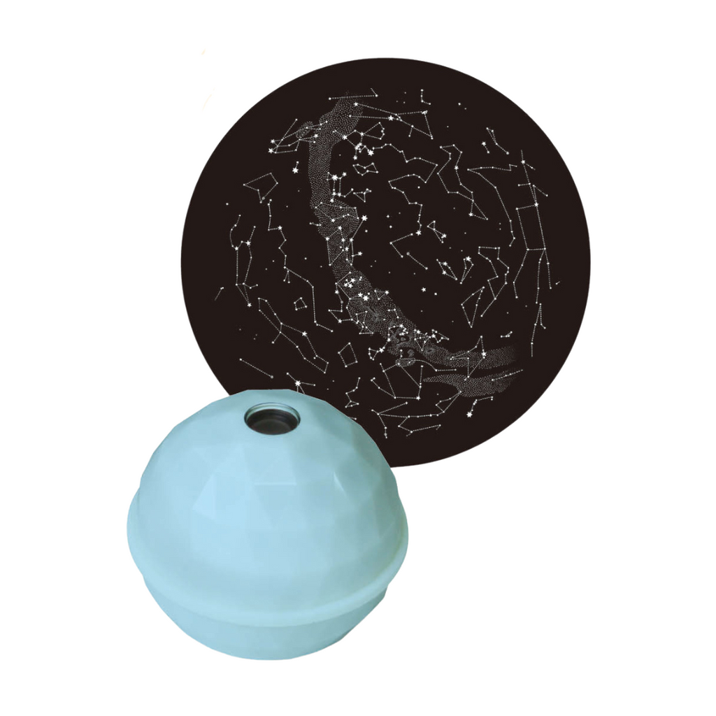 product render of projector dome star map blue southern hemisphere with illustration of southern hemisphere projection on a white background